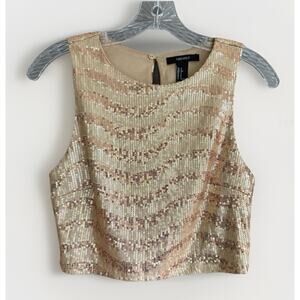 Forever‎ 21 Gold Sequin Crop Tank Top Festival Indie Sleaze Y2K Style Size Small